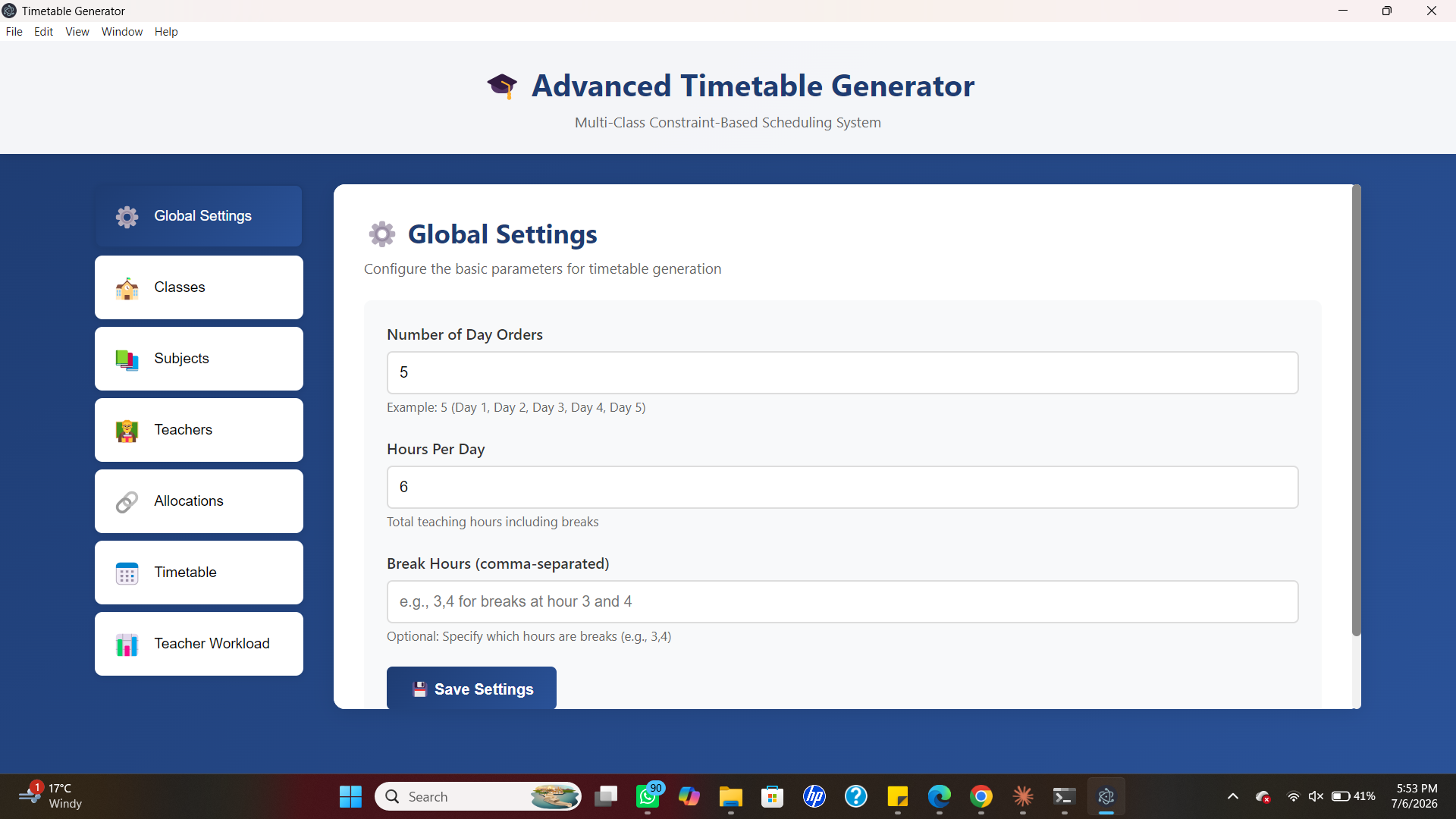 Advanced Timetable Generator